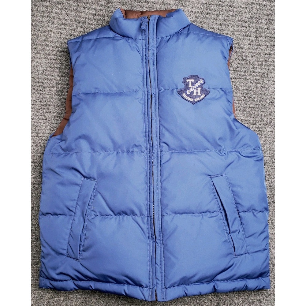 Tommy Hilfiger Down Vest‎ Womens Large 12-14 Blue Reversible Puffer